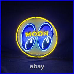 Moon And Eye Vintage Style Real Neon Sign Open Bar Shop Wall Glass 24x24