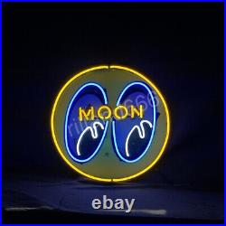 Moon And Eye Vintage Style Real Neon Sign Open Bar Shop Wall Glass 24x24