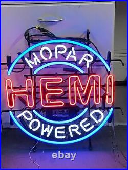 Mopar Powered Hemi Vintage Neon Sign Beer Bar Man Cave Lamp Decor