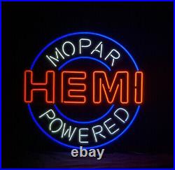 Mopar Powered Hemi Vintage Neon Sign Beer Bar Man Cave Lamp Decor