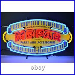 Mopar Shield Vintage Logo Red Yellow Neon Sign Wall Mount Neonetics 30 5MPRVS