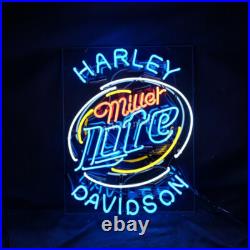 Motorcycle Beer Logo Neon Sign Bar Shop Man Cave Vintage Style Lamp 15x19