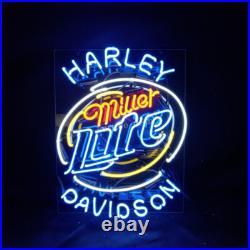 Motorcycle Beer Logo Neon Sign Bar Shop Man Cave Vintage Style Lamp 15x19