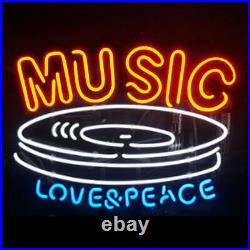 Music Love and Peace Vintage Disc 20x16 Neon Light Sign Lamp Bar Wall Decor