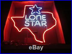 NOS BNIB authentic LONE STAR BEER Neon Sign / Bar Light with huge TEXAS vtg