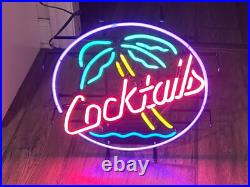 NOS VTG 1990's Cocktails Palm Tree 20x16 Decor Artwork Neon Sign