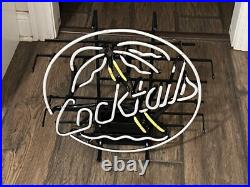 NOS VTG 1990's Cocktails Palm Tree 20x16 Decor Artwork Neon Sign