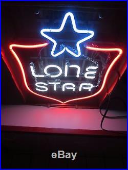 NOS vtg LONE STAR BEER Neon Shield Sign / Bar Light rare Texas TX pearl shiner