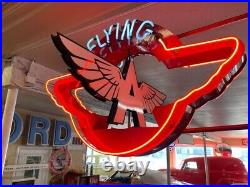 Neon Flying A Rotating Sign Vintage Garage Art Man Cave Classic Vintage Gas Oil