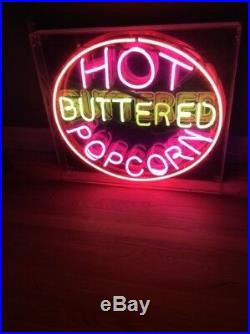 Neon Hot Buttered Popcorn Sign Vintage