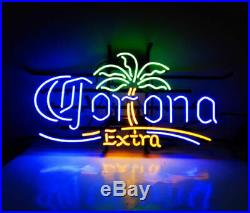 Neon Light Corona Palm Tree Extra Vintage Real Glass Display Lamp Beer Bar Sign