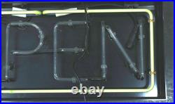 Neon OPEN Light Sign Hanging Glass Lamp Vintage Polytronic 120V Pre Owned Neon OPEN Light Sign Hanging Glass Lamp Vintage Polytronic 120V Pre Owned