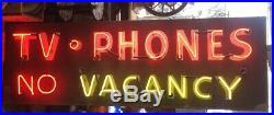 Neon Vintage Alberta Motel TV PHONE NO VACANCY Sign Works 6 Foot Wow