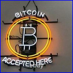 New Bitcoin Accepted Here Neon Sign 20 Light Lamp Poster Window Vintage Artwork