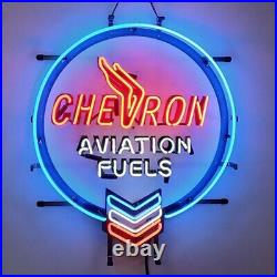 New Chevron Aviation Fuels Gas HD ViVid Neon Sign 24x20 Artwork Vintage Garage