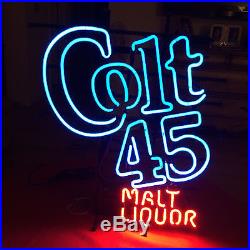 New Colt 45 Neon Sign 20"x16" Beer Cave Artwork Gift Real Glass Handmade 