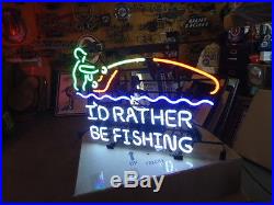 New I'd Rather Be Fishing Neon Light Sign All Neon Beautiful 20 1/2 X 28