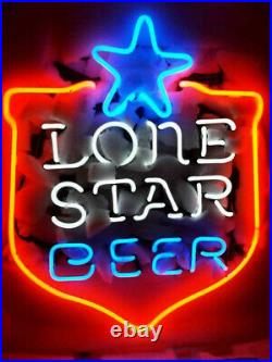 New Lone Star Beer Real Glass Vintage Neon Light Sign Beer Window Lamp 19