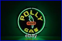 New Polly Gas Oil Station HD ViVid Neon Sign 17x17 Light Lamp Garage Vintage