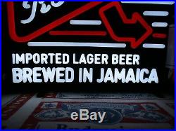 New Vtg Red Stripe Lager Beer 3-d Bottle Arrow Led Neon Bar Light Pub Sign Rare