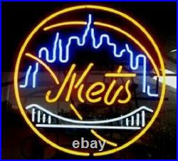 New York NY Mets Baseball Vintage Neon Light Sign Glass Decor Club Bar Sign 24