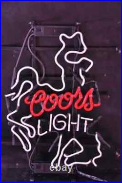 New cowboy Hat Coor Light Vintage Style Beer Bar Real Glass Neon Sign Wall Decor