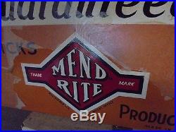 Nos old mend rite tire repair flange sign gas oil not neon vintage pump trade