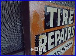 Nos old mend rite tire repair flange sign gas oil not neon vintage pump trade