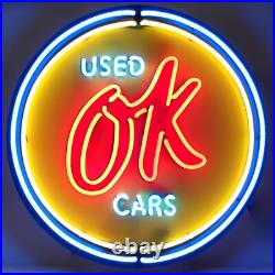 OK USED CARS Neon Sign Garage Vintage Style Man Cave Decor Lamp 19x19 OK USED CARS Neon Sign Garage Vintage Style Man Cave Decor Lamp 19x19