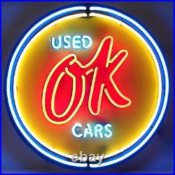 OK USED CARS Neon Sign Garage Vintage Style Man Cave Decor Lamp 19x19 OK USED CARS Neon Sign Garage Vintage Style Man Cave Decor Lamp 19x19