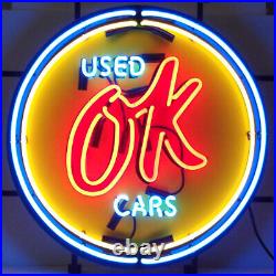 OK USED CARS Vintage Style Neon Sign Shop Garage Custom Artwork 19x19