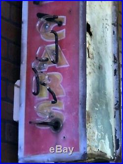 OLD Vertical USED CARS Double Sided SIGN Vintage NEON Antique PATINA RaT RoD WOW
