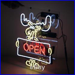 OPEN Deer Vintage Beer Bar Pub Shop Canteen Decor Neon Sign Light Lamp 16x13'