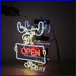 OPEN Deer Vintage Beer Bar Pub Shop Canteen Decor Neon Sign Light Lamp 16x13'