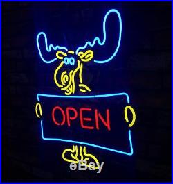OPEN Deer Vintage Beer Bar Pub Shop Canteen Decor Neon Sign Light Lamp LED