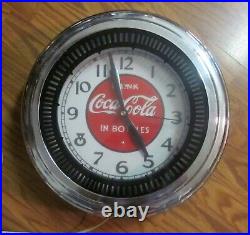ORIGINAL VINTAGE COCA COLA Neon Clock SPINNER Soda Clock Advertising. Sign