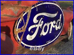 ORIGINAL Vintage FORD Dealership porcelain NEON Sign Car Truck Gas Oil FREE SHIP