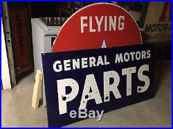 ORIGINAL Vintage GENERAL MOTORS GM PARTS Dealership PORCELAIN NEON Sign Gas Oil