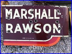 ORIGINAL Vintage MARSHALL RAWSON Old PORCELAIN NEON SIGN Early Shoe Store OLD