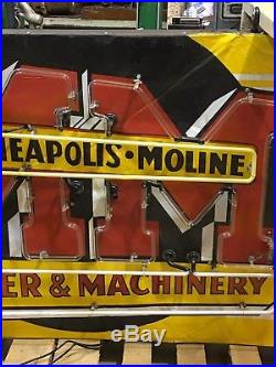 ORIGINAL Vintage MINNEAPOLIS MOLINE POWER MACHINERY Sign NEON Farm Ag TRACTOR