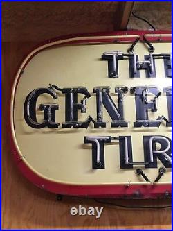ORIGINAL Vintage THE GENERAL TIRE Sign w NEON Gas Oil Garage Station Mancave OLD