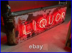 ORIG Vintage LIQUOR Double Sided NEON SIGN Antique PATINA Pub BAR Mancave TAVERN