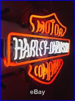 Official Harley Davidson Real Glass Neon Light Sign Vintage Motorcycle Garage UK