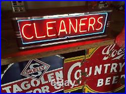 Old Vintage ART DECO Cleaners NEON Sign Large 28 LAUNDRY Room DRY CLEANING