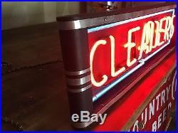 Old Vintage ART DECO Cleaners NEON Sign Large 28 LAUNDRY Room DRY CLEANING