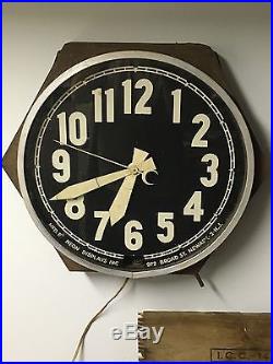 Old Vintage Neon-Display Inc. Clock Co. Newark N. J Back Bar Display Collectible