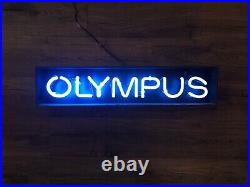 Olympus Neon Advertising Sign Vintage Working Slight Right Side Fade