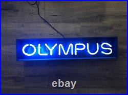 Olympus Neon Advertising Sign Vintage Working Slight Right Side Fade