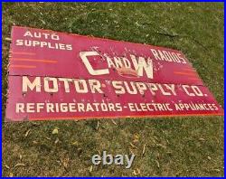 Original 1940s 50s C&W Motor Supply Single Sided Porcelain Neon Sign