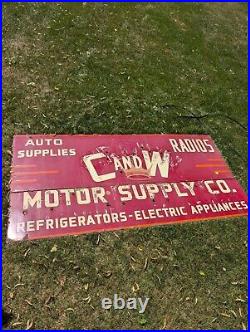 Original 1940s 50s C&W Motor Supply Single Sided Porcelain Neon Sign